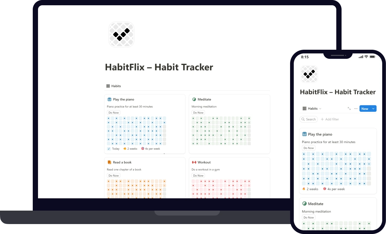 HabitFlix habit tracker displayed on a laptop and a mobile phone