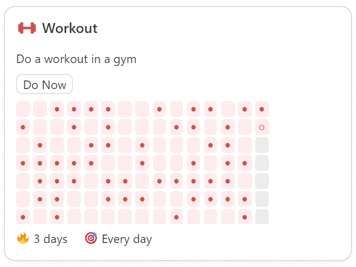 Workout habit card screenshot